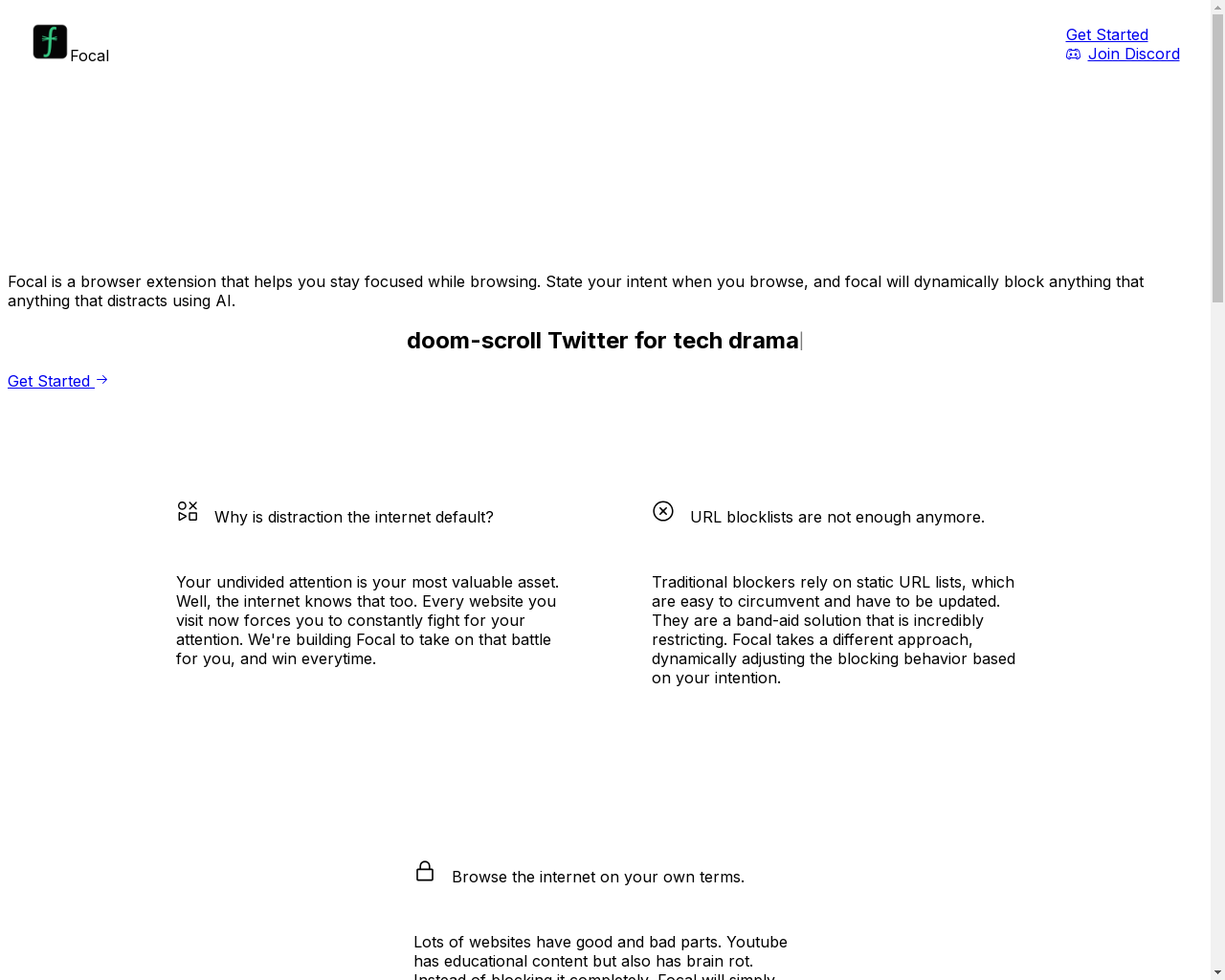 Show HN: Focal – A Focus tool that dynamically blocks distractions as you browse - Project Screenshot