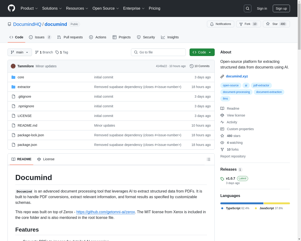 Show HN: Documind – Open-source AI tool to turn documents into structured data - Project Screenshot