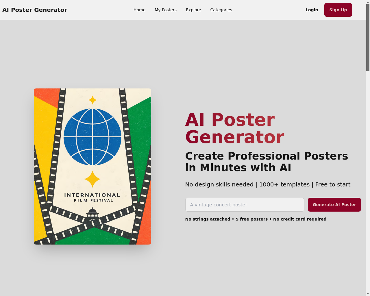 Show HN: AI Poster Generator – A Prompt Based Poster Maker - Project Screenshot