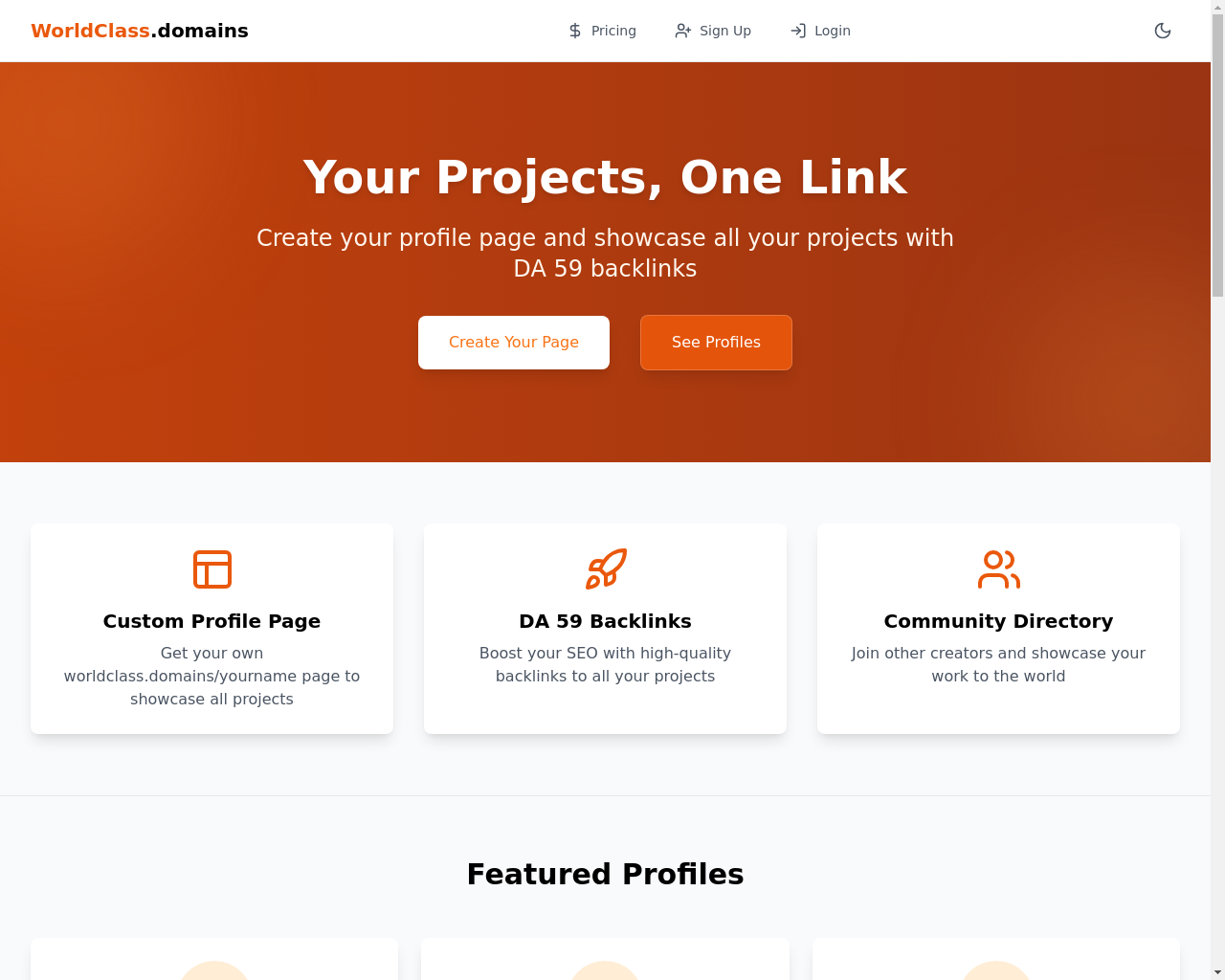 Show HN: All your projects get DA 59 backlinks - Project Screenshot