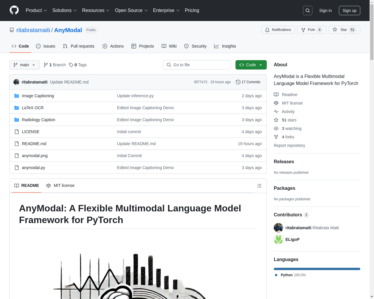 Show HN: AnyModal – 一个灵活的多模态语言模型框架，适用于PyTorch - 项目截图