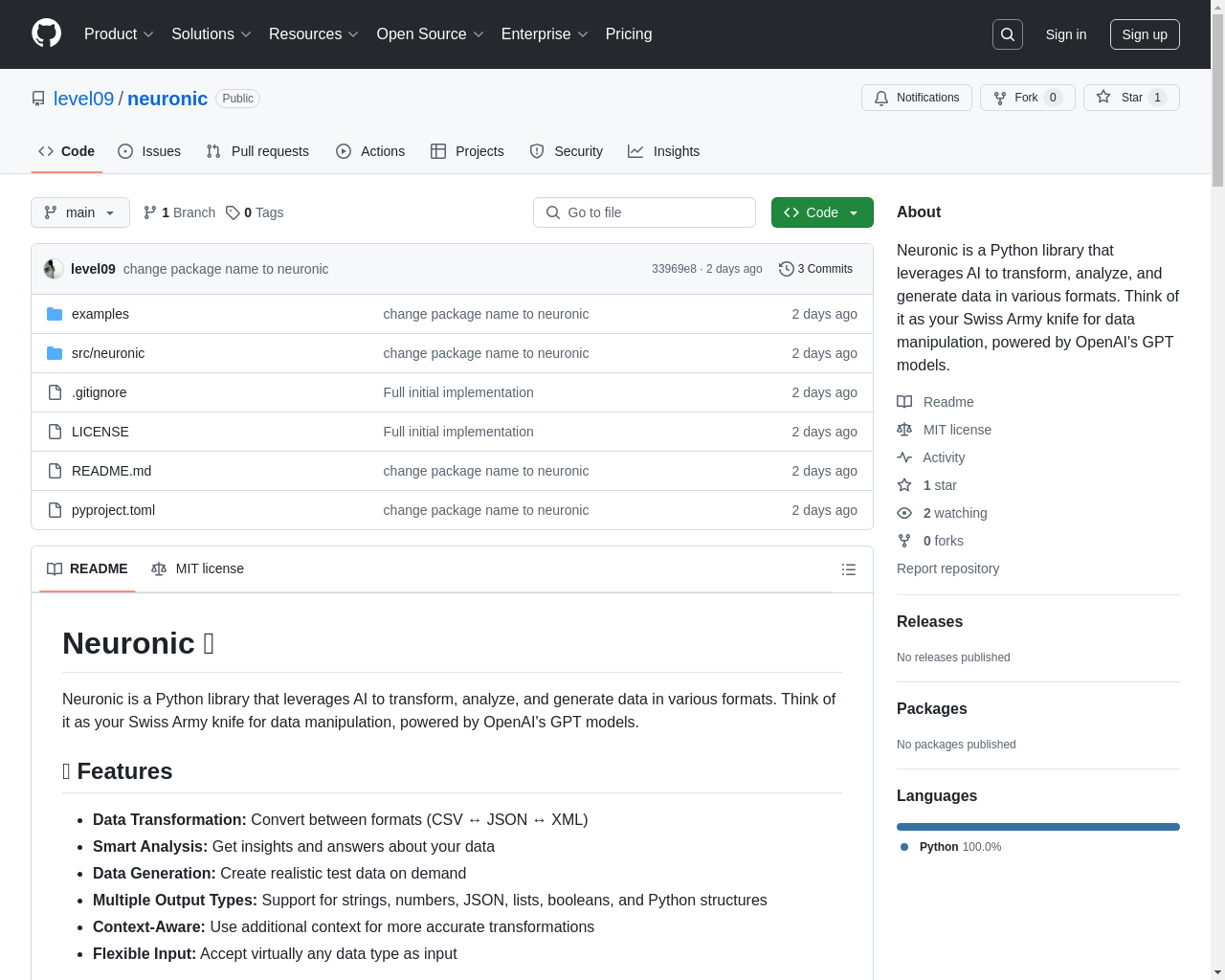 Show HN: Neuronic – 在您的应用中定义AI功能，实现可预测的响应 - 项目截图