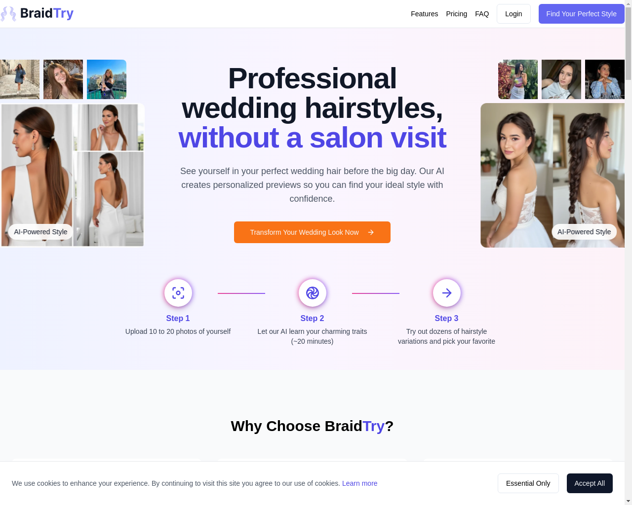 Show HN: BraidTry – Virtual Wedding Hairstyle Try-On - Project Screenshot