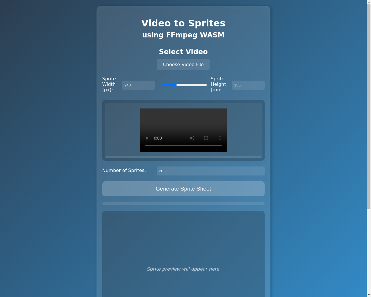 Show HN: Video to Sprites Using FFmpeg WASM Online Tool - Project Screenshot