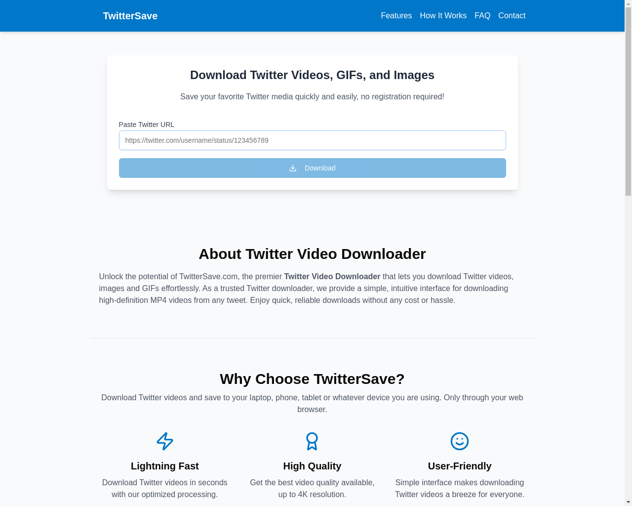 Show HN: TwitterSave – Download Twitter Video (X), Photo, GIF Easily - Project Screenshot