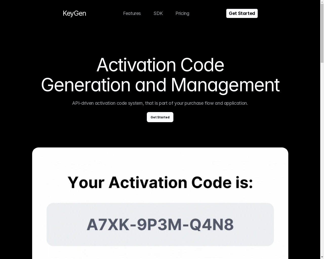 Show HN: Activation Code – Generation and Management - Project Screenshot