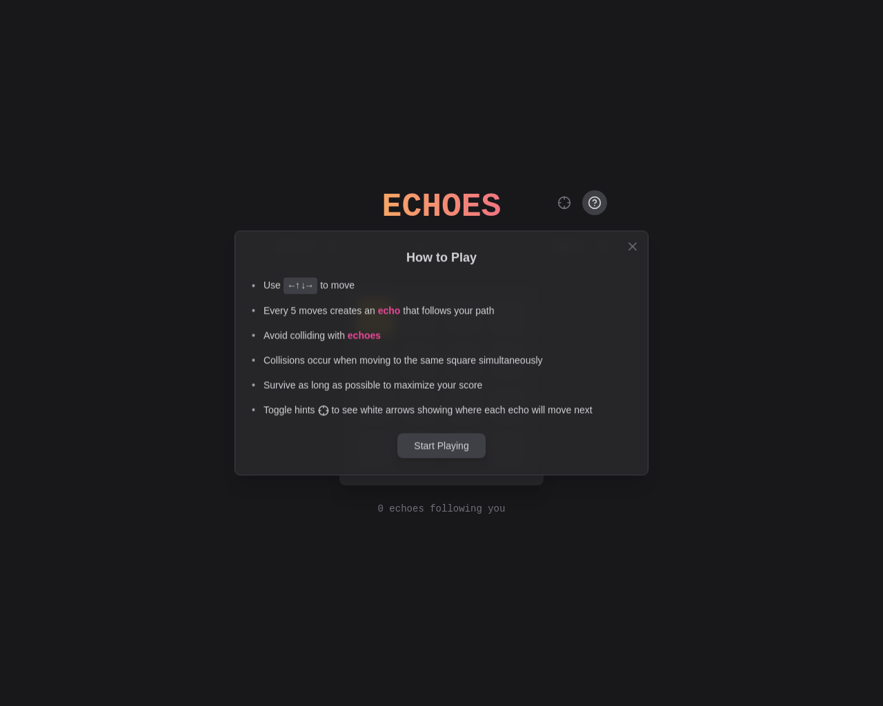 Show HN: Echoes – A simple web game about avoiding your shadow - Project Screenshot