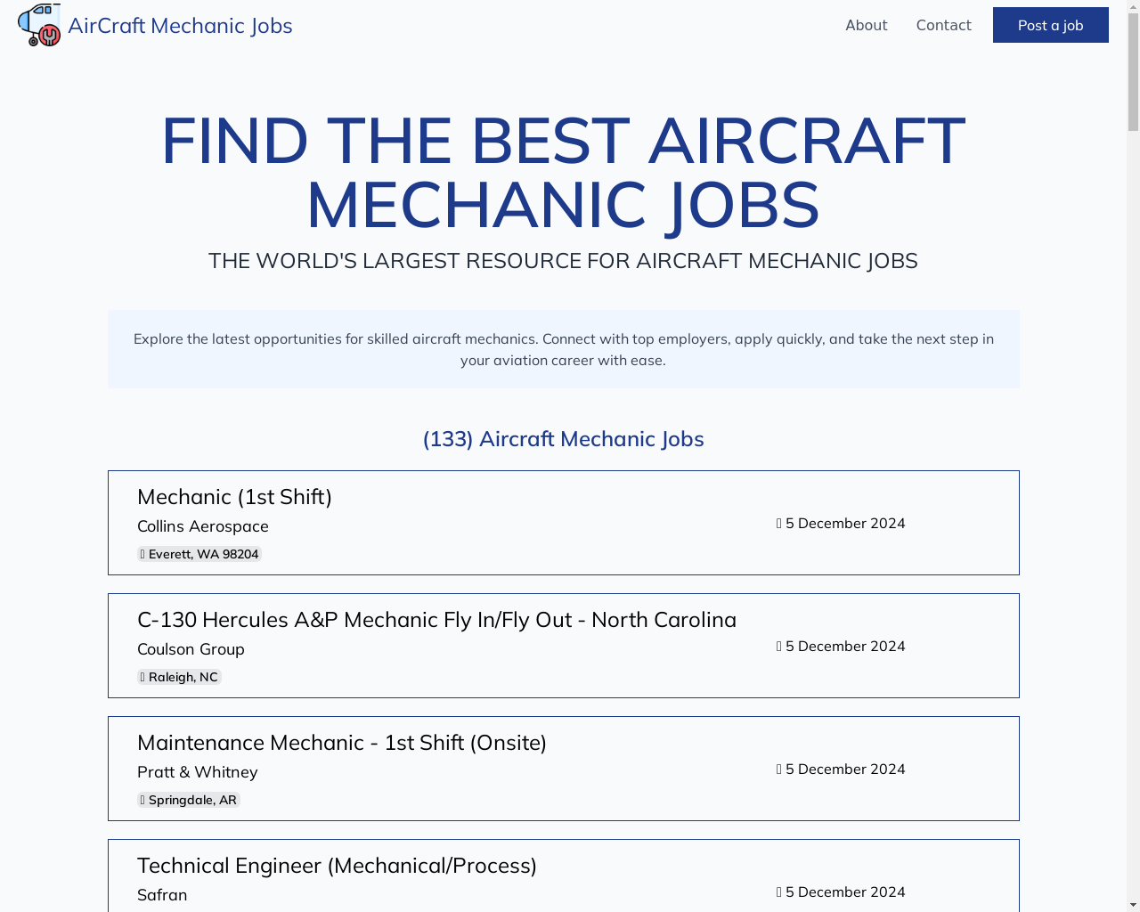 向大家展示：飞机维修工的招聘平台 - 项目截图