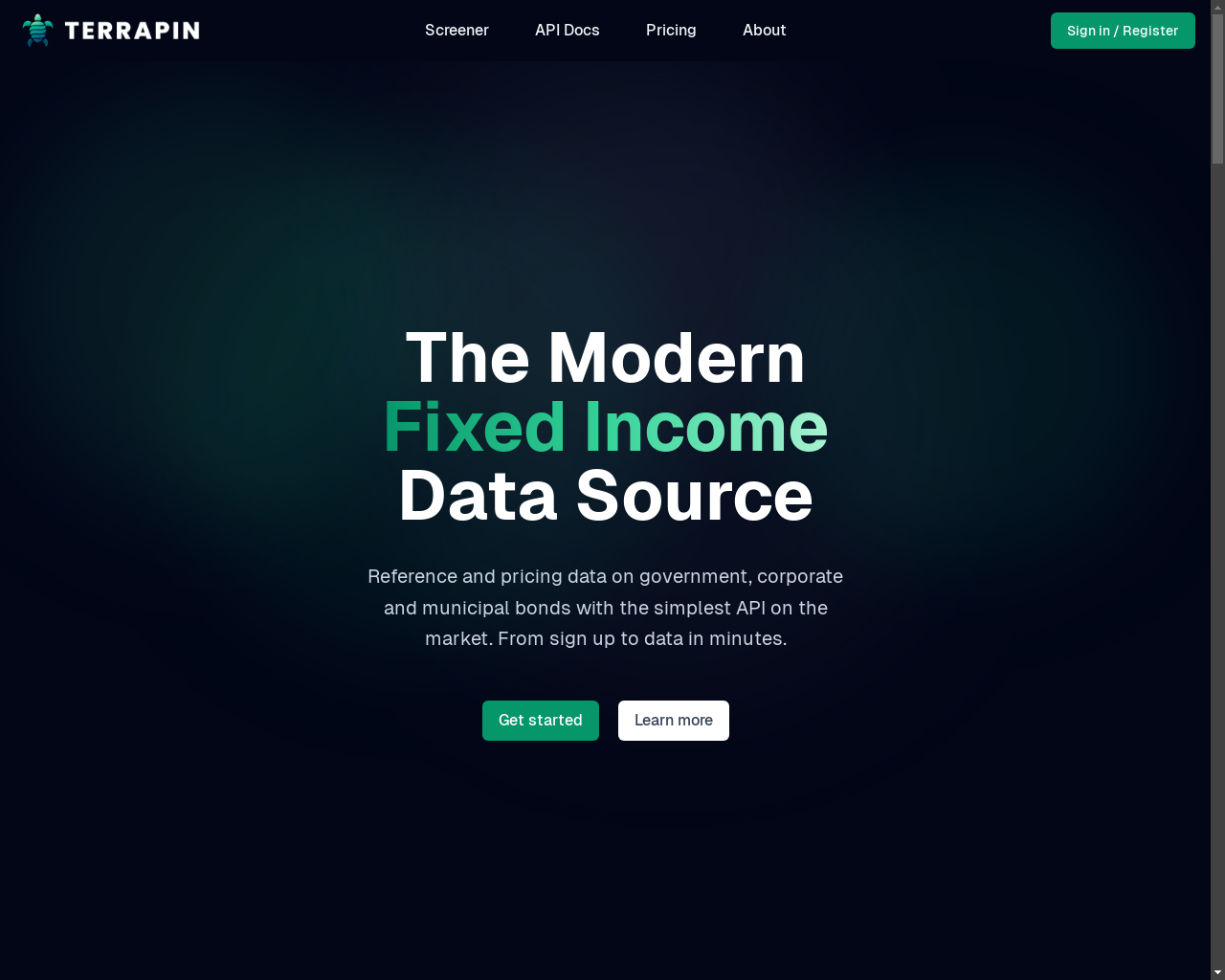Show HN: Terrapin – 自助式固定收益数据 API - 项目截图