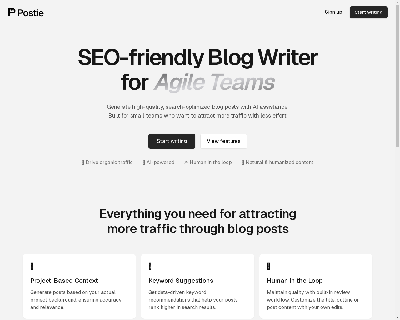 Show HN: Postie - 我的SEO博客工作流程现在只需几个点击即可完成 - 项目截图