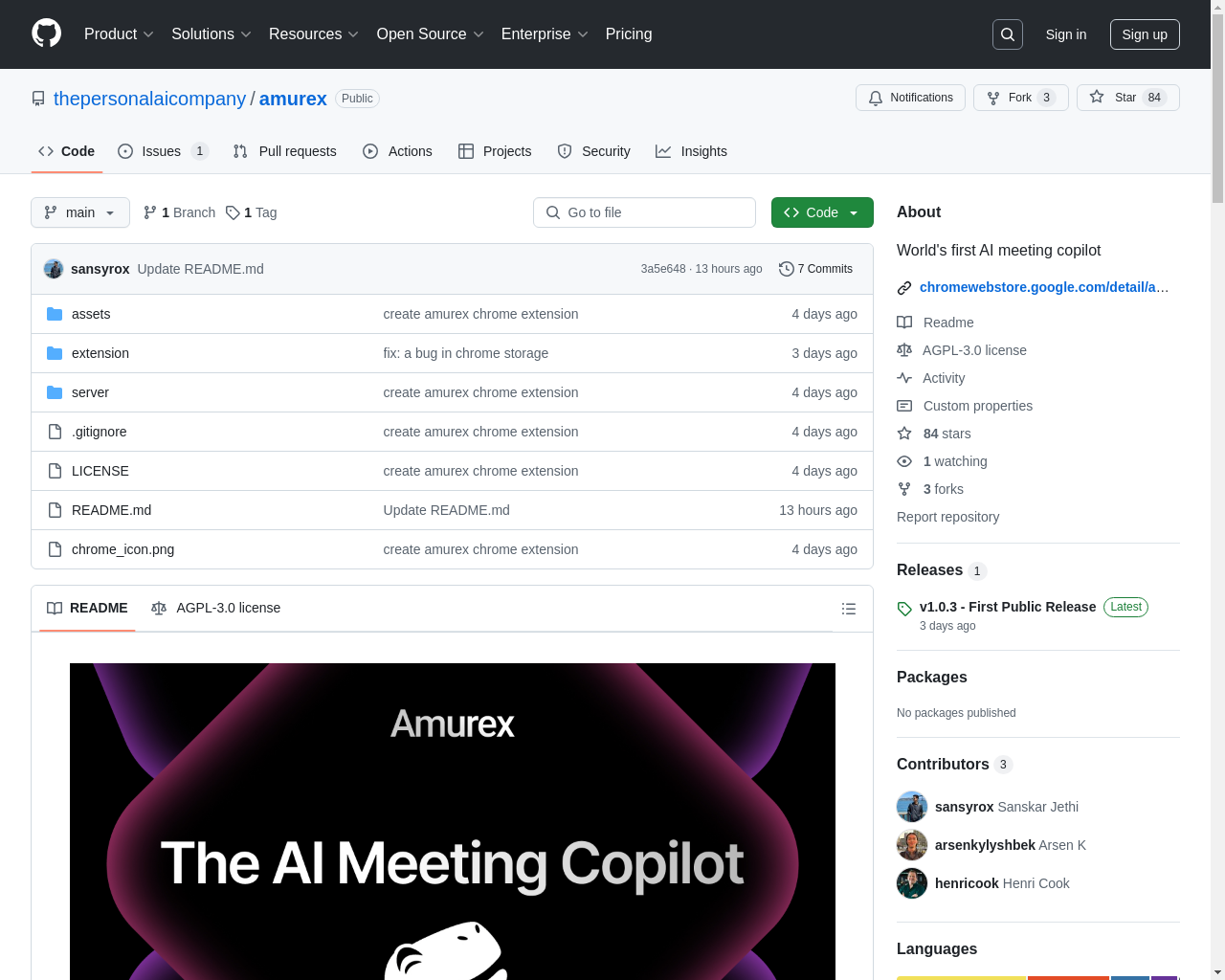 Show HN: Amurex – 一款类似于会议助手的光标工具，同时也是开源的。 - 项目截图