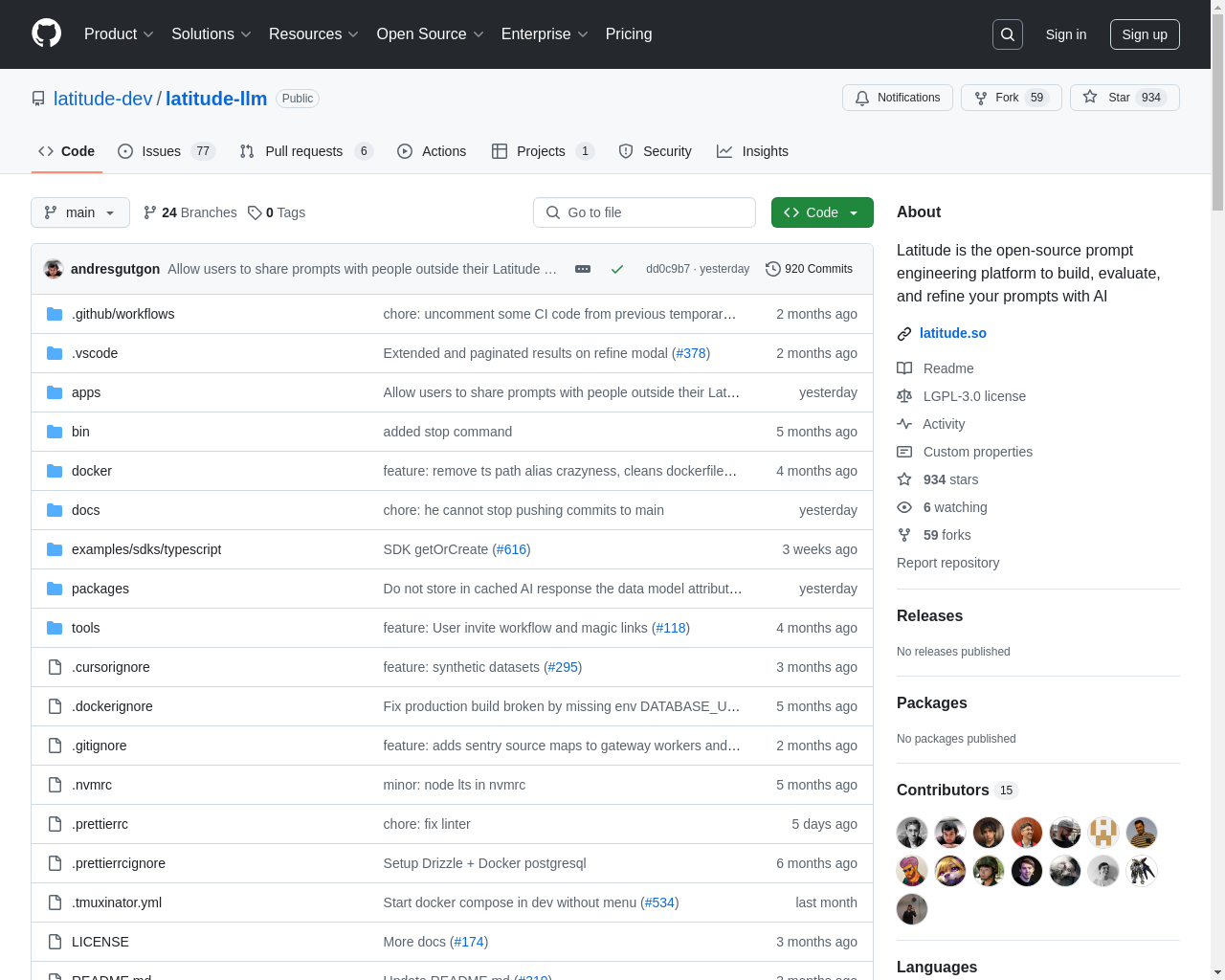 Show HN: Latitude，一个面向团队的开源提示实验场。 - 项目截图