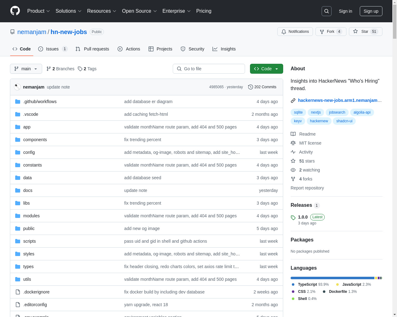 Show HN: HackerNews-new-jobs – insights into fresh and recurring job ads - Project Screenshot