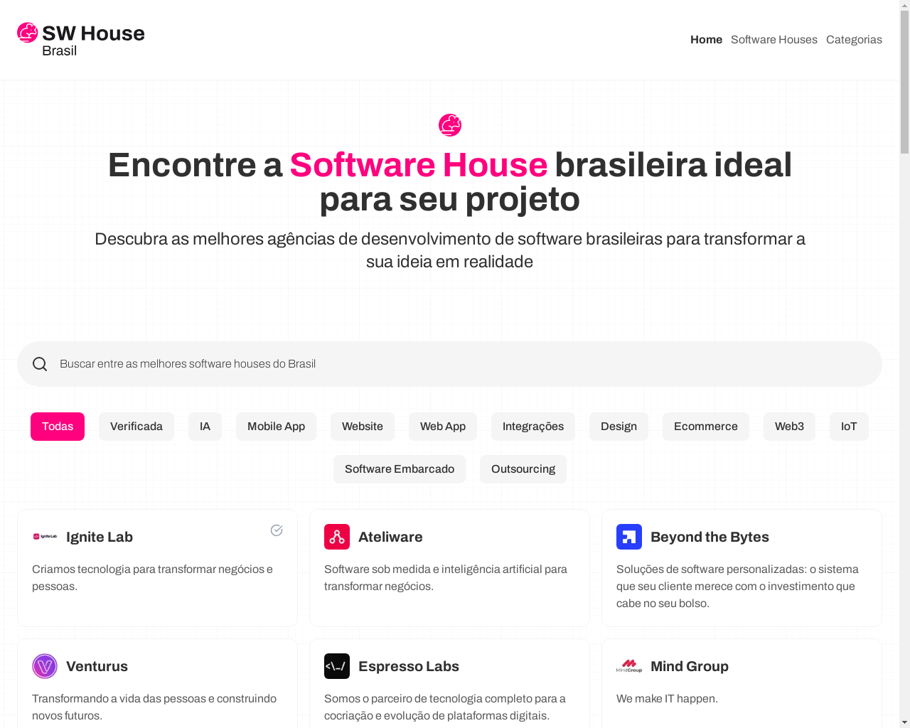 Show HN: Directory for Finding Software Houses in Brazil - Project Screenshot