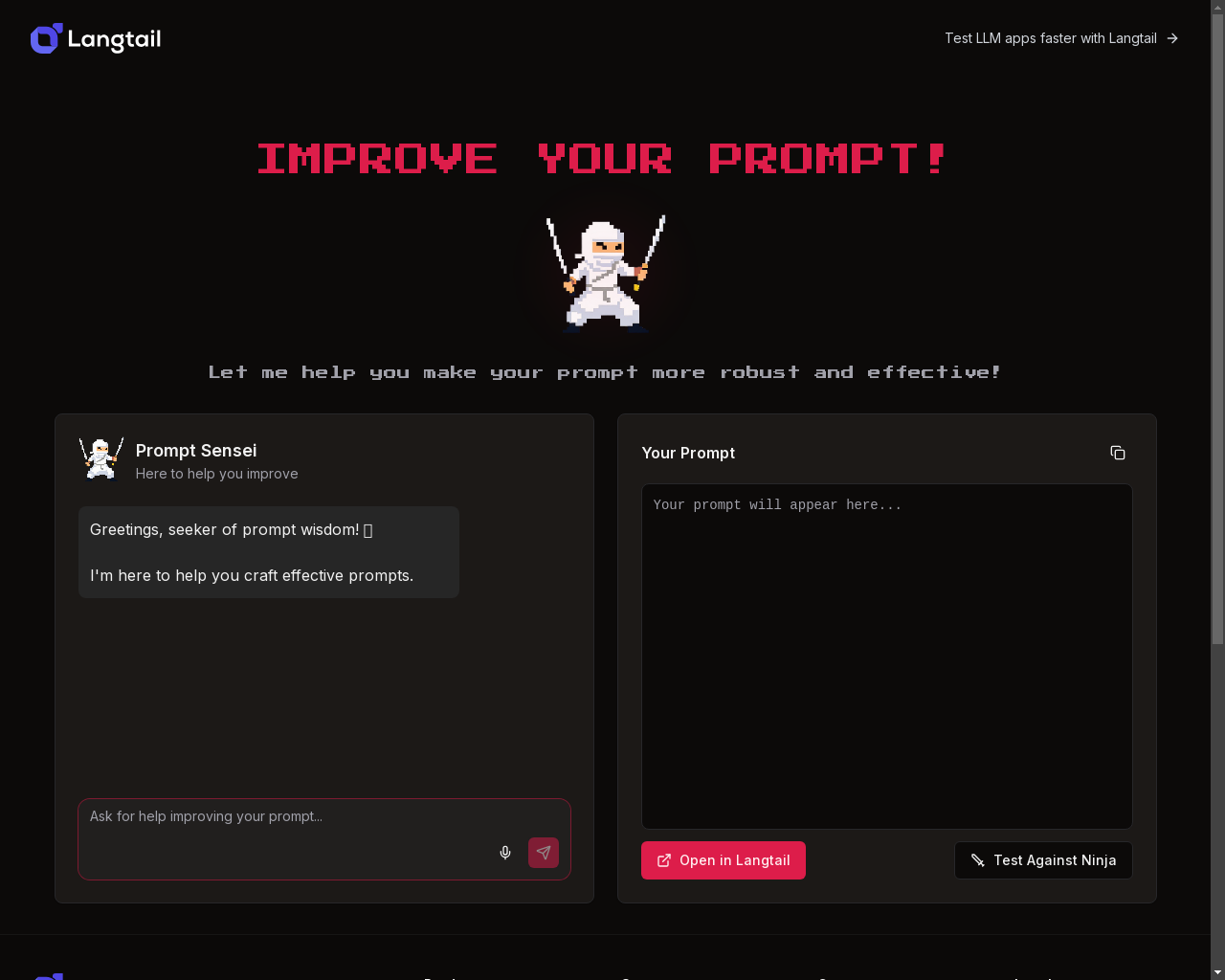 Show HN: White Ninja – Conversational AI agent for prompt engineering - Project Screenshot