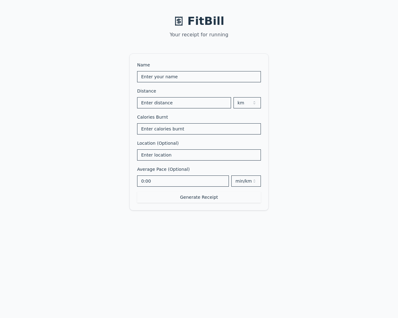 Show HN: Fitbill – Your Receipt for Running - Project Screenshot