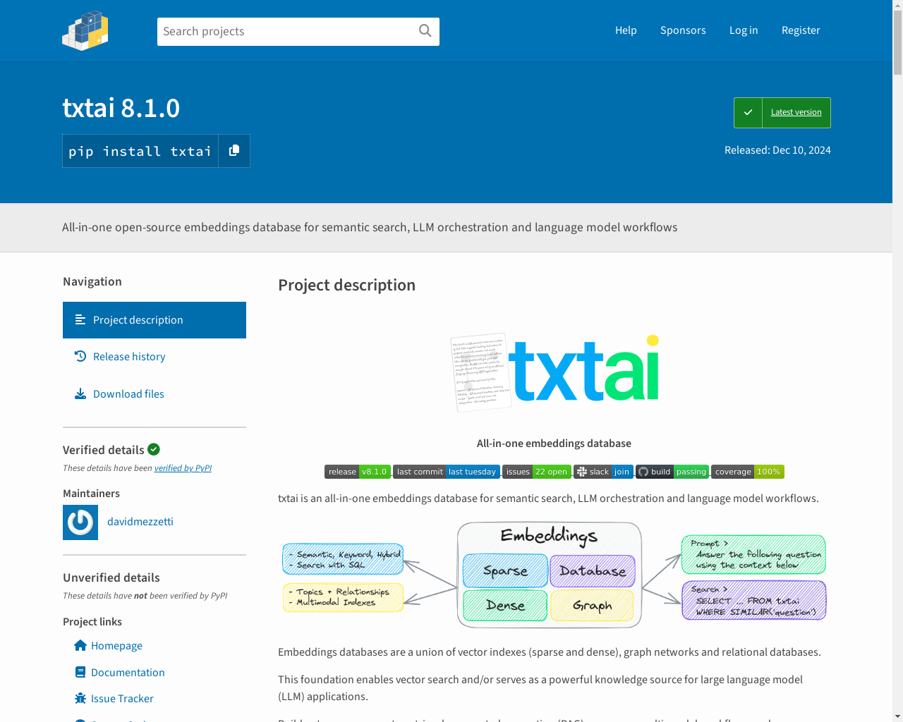 Show HN: txtai 8.1: Docling integration and Postgres/pgvector schema persistence - Project Screenshot