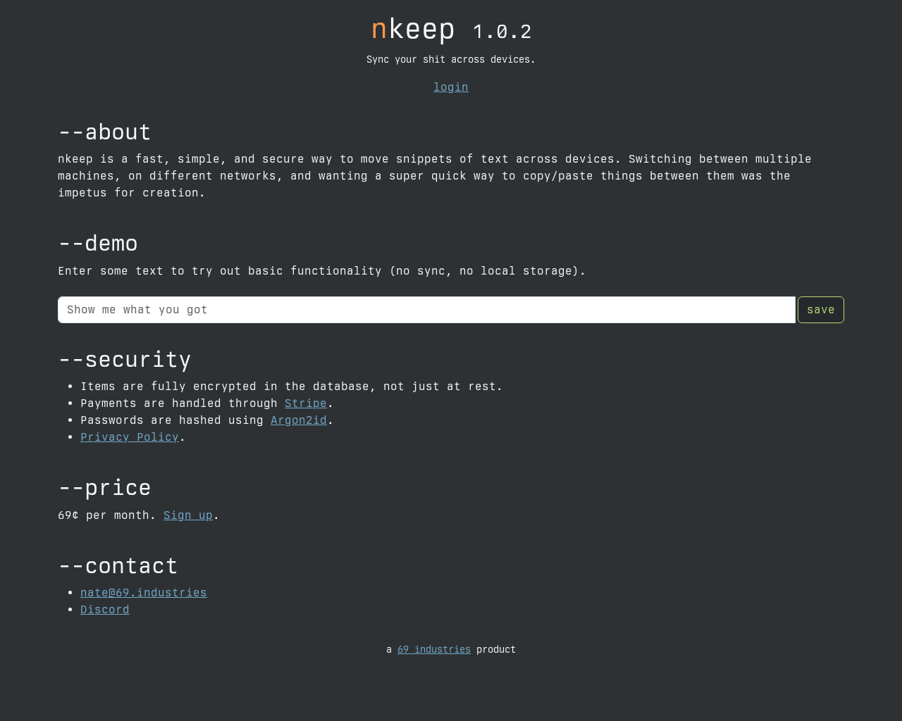 Show HN: Nkeep - Project Screenshot