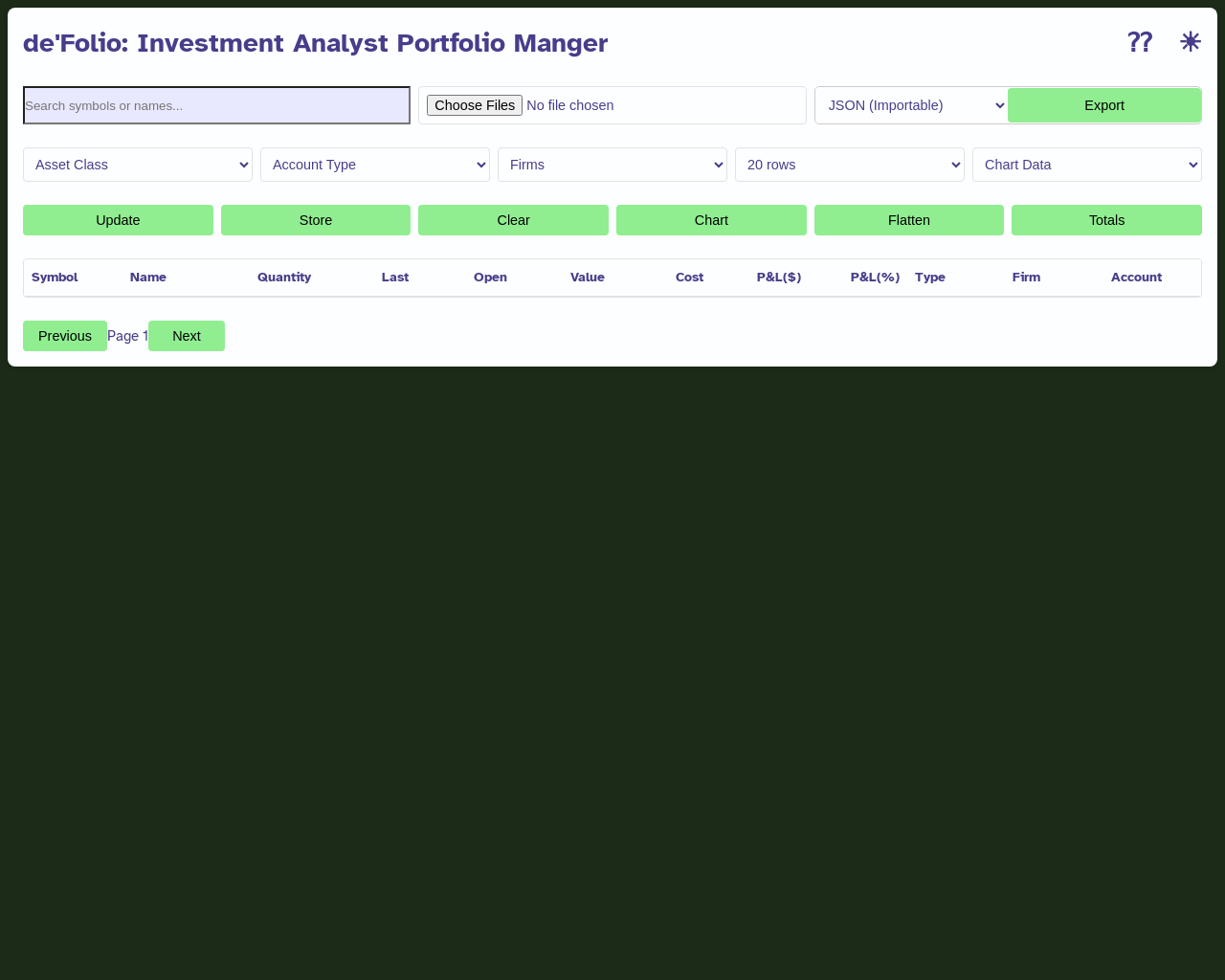 Show HN: De'Folio Privacy-First Investment Analyzer Portfolio Manager - Project Screenshot