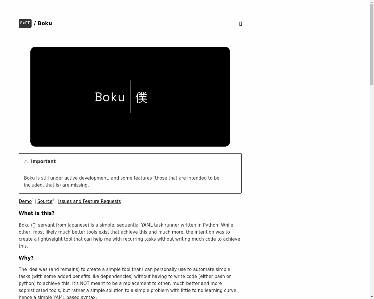 Show HN: Boku – 超簡単な逐次YAMLタスクファイルランナー - プロジェクトのスクリーンショット