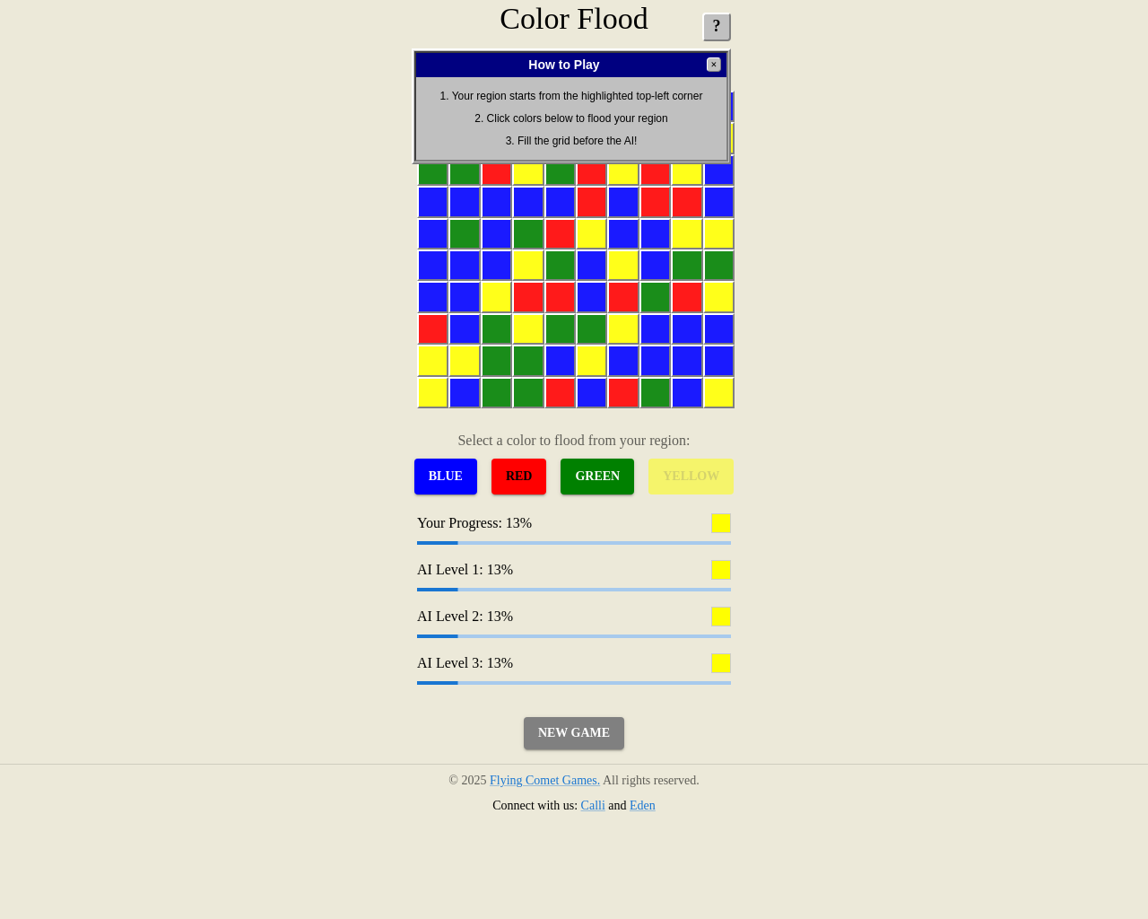 Show HN: Color Flood – Compete Against AI - Project Screenshot