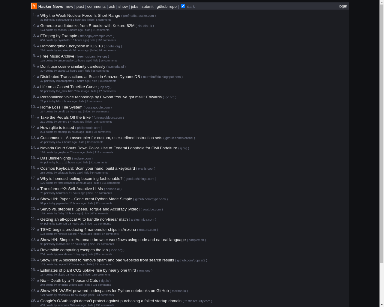 Show HN: 更暗的 Hacker News - 项目截图