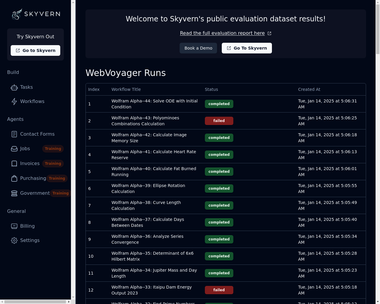 Show HN: Skyvern 2.0 – オープンソースのAIブラウザーエージェントで、WebVoyagerで85.8%のスコアを獲得しました。 - プロジェクトのスクリーンショット