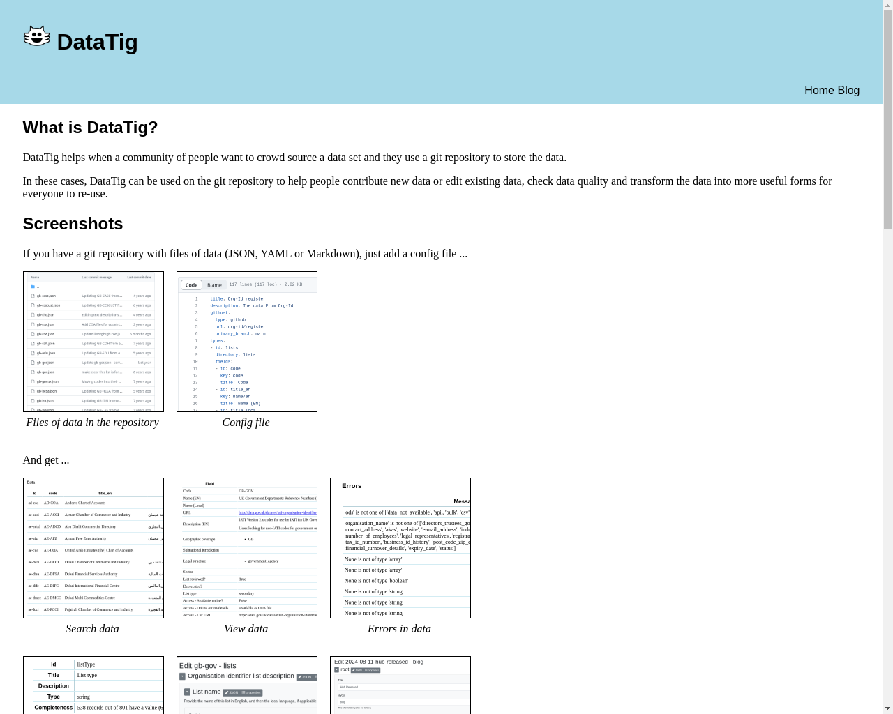 Show HN: DataTig, crowd source a data set in a Git repository - Project Screenshot