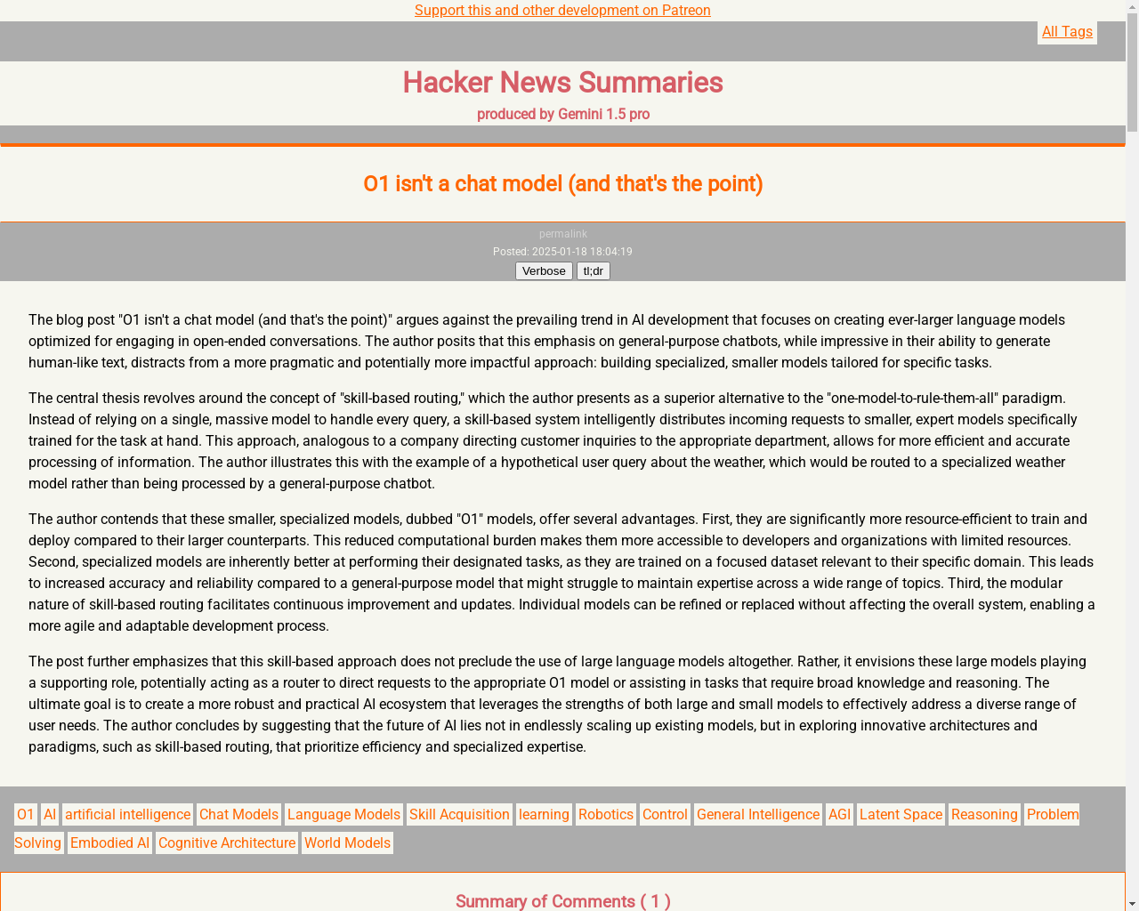 Show HN: Hackslash.org Slashdot-esque AI summaries/tags of HN posts - Project Screenshot