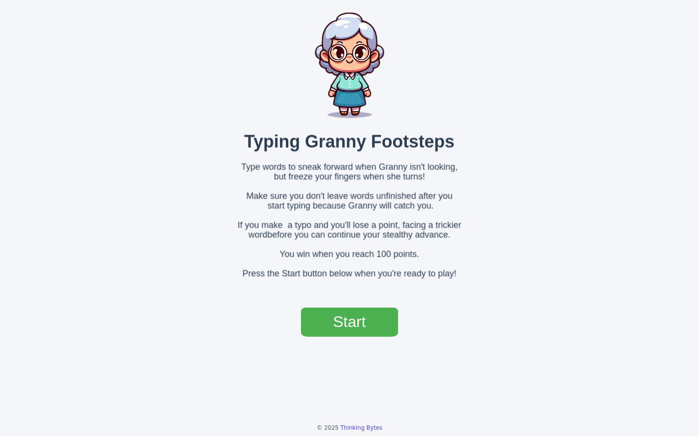 Show HN: Typing Granny Footsteps - Project Screenshot