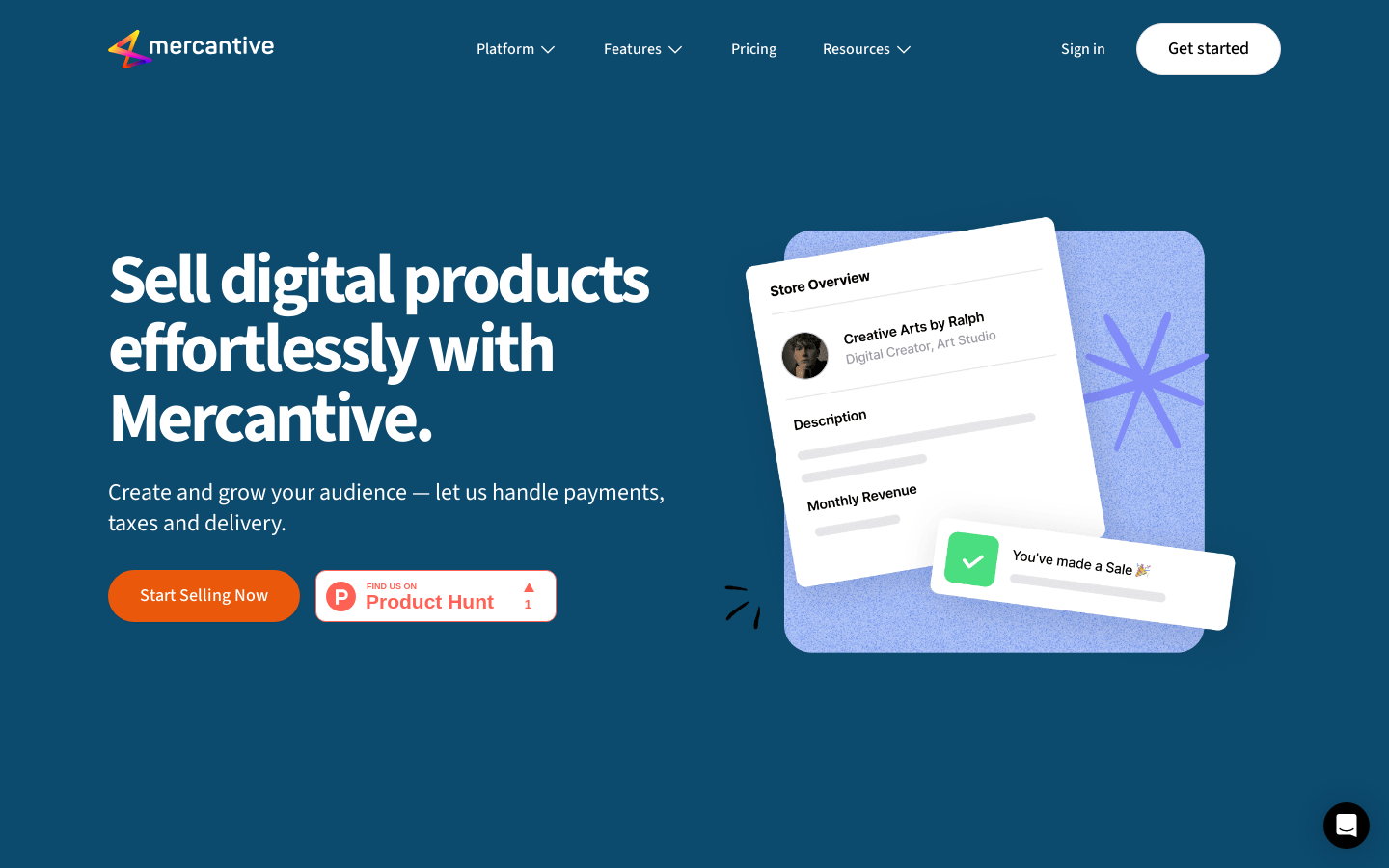 Show HN: Mercantive – The all-in-one platform for digital creators - Project Screenshot