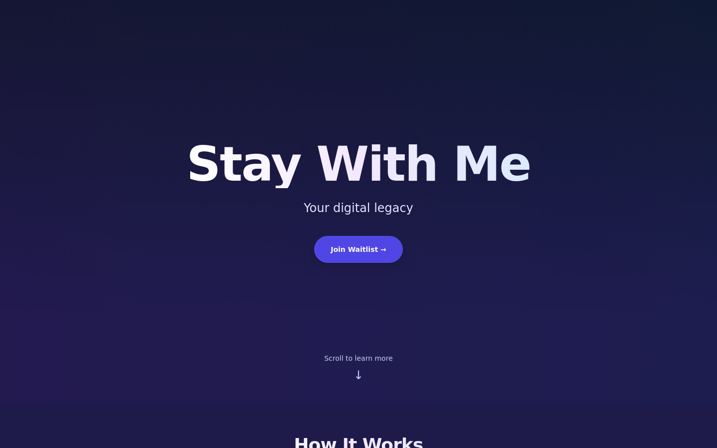 Show HN: StayWithMe – Digital Legacy - Project Screenshot