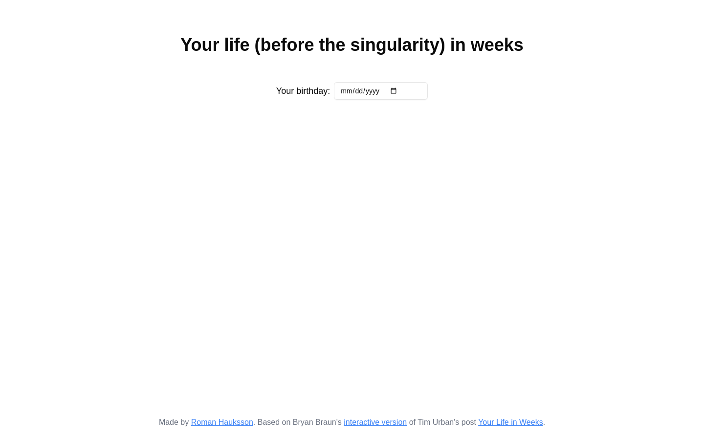 Show HN: Life (Before the Singularity) in Weeks - Project Screenshot