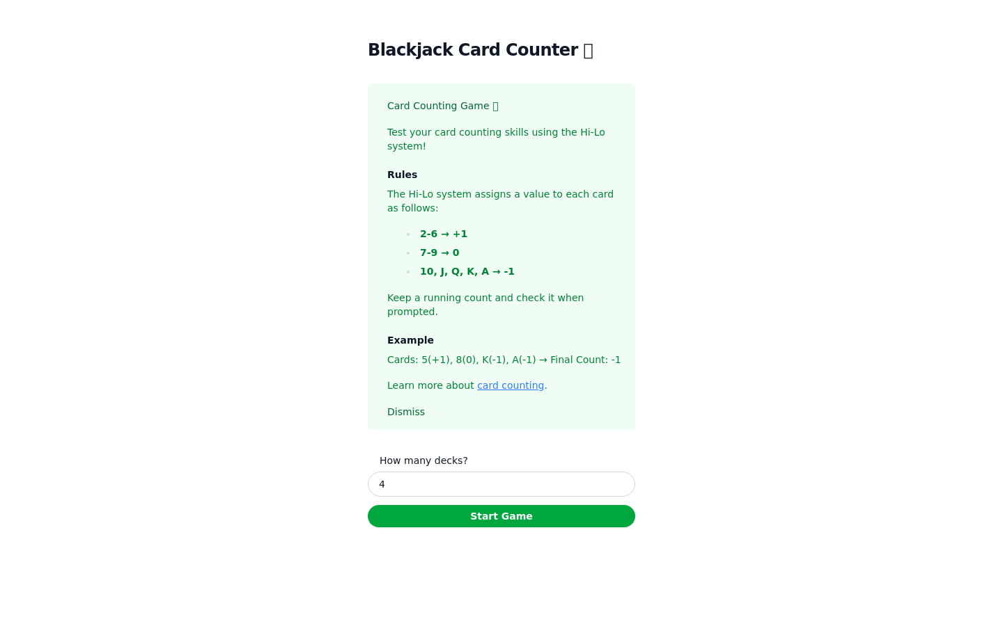 Show HN: Blackjack Card Counter - Project Screenshot