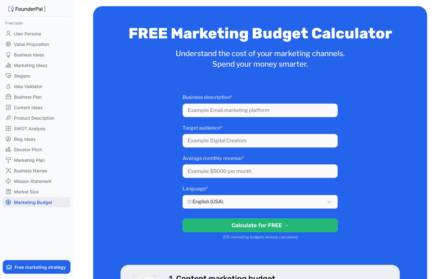 Show HN: Marketing Budget Calculator - Project Screenshot