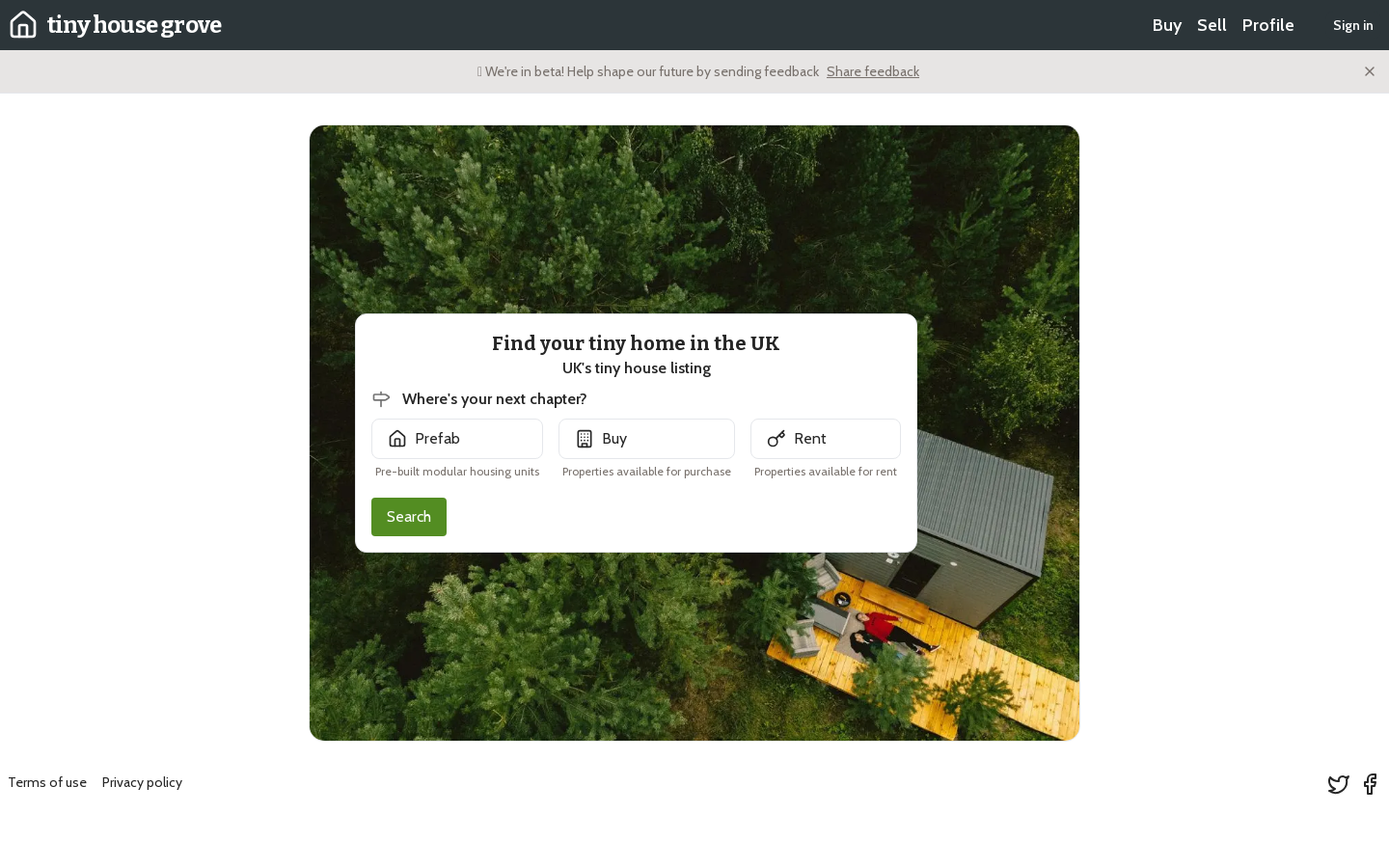 Show HN: UK Tiny House Marketplace Built with tRPC and TypeScript - Project Screenshot