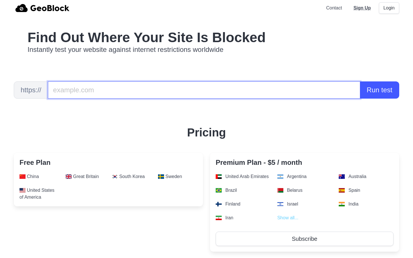 Show HN: Geoblock.net – Website Censorship Test - Project Screenshot