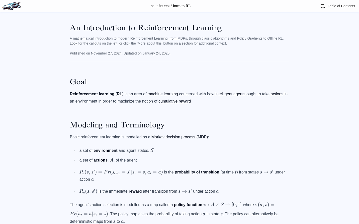 Show HN: A mathematical introduction to Reinforcement Learning - Project Screenshot