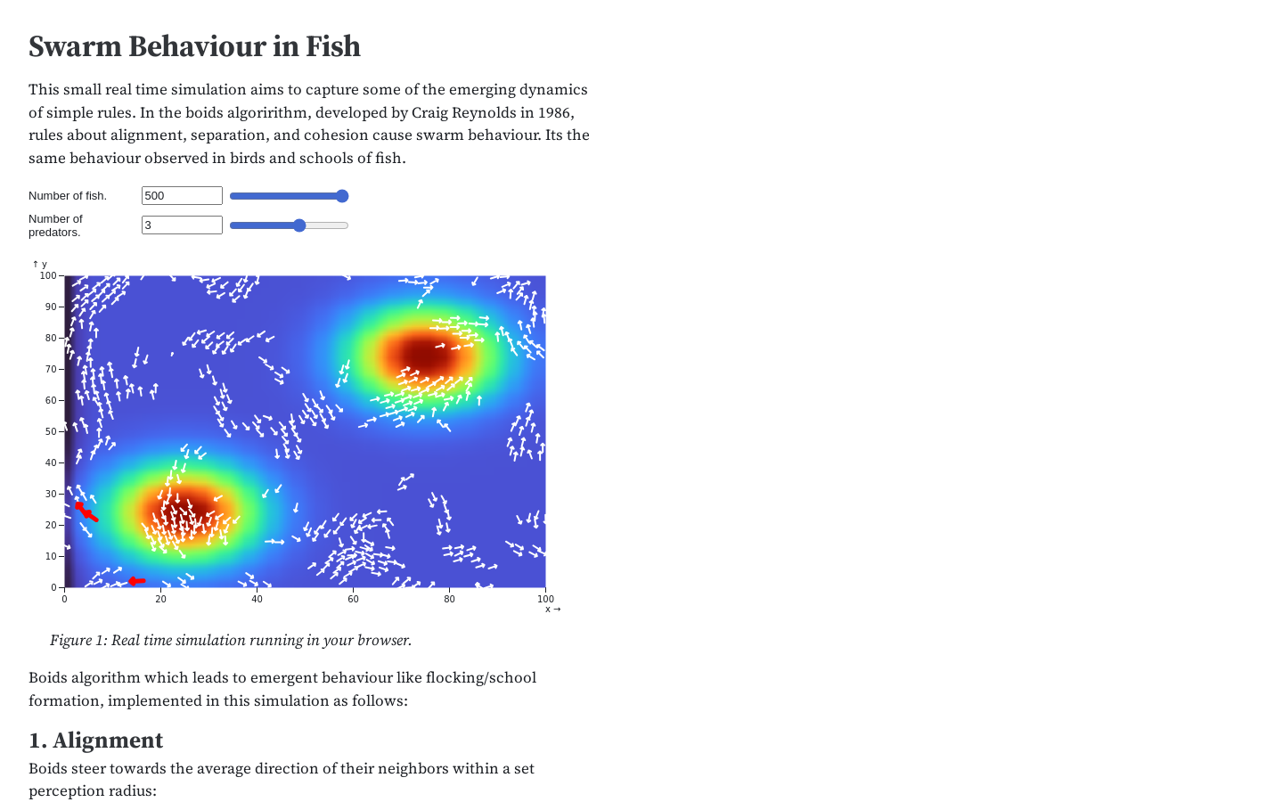 Show HN: Visualising swarm bevaviour in fish with boids - Project Screenshot