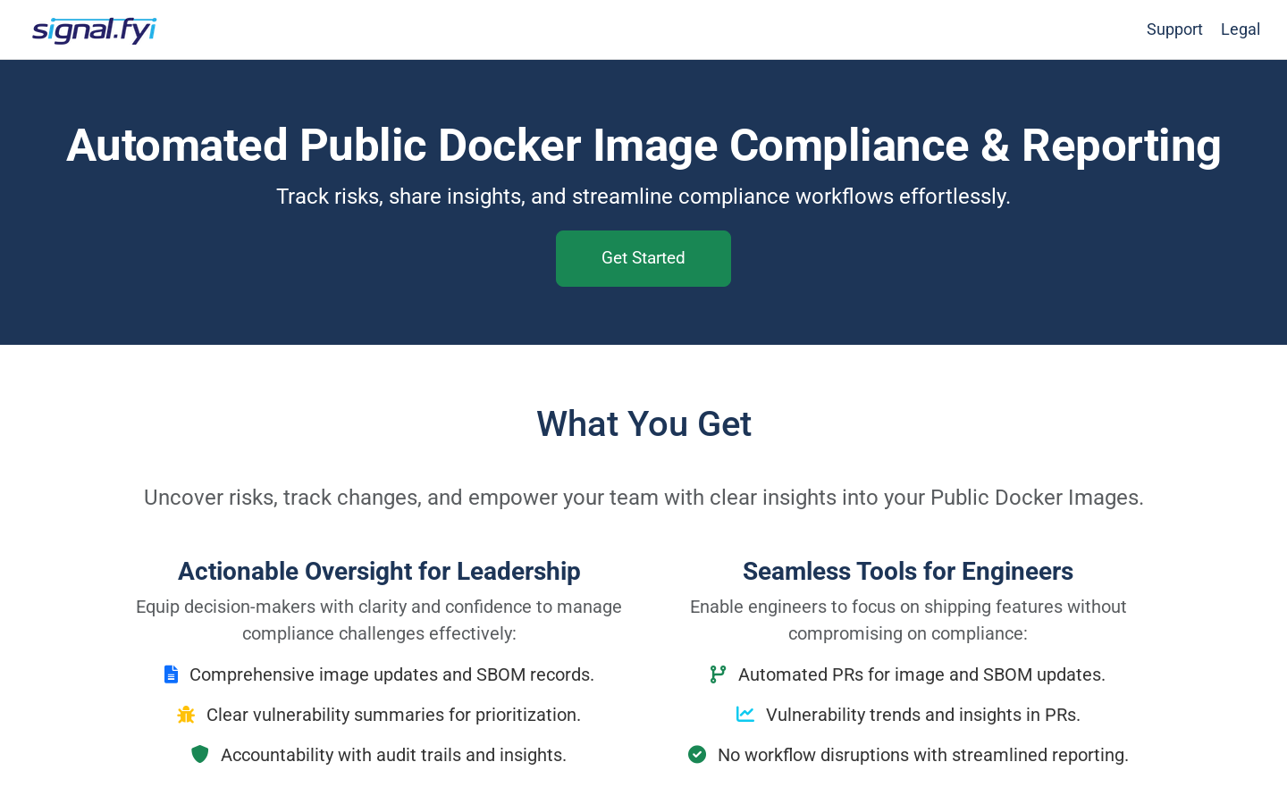 Show HN: Signal.fyi – Are You Managing the Hidden Costs of Public Docker Images? - Project Screenshot