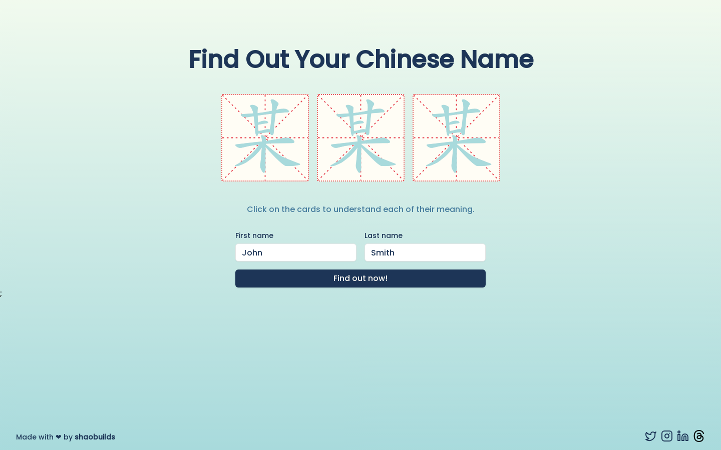 Show HN: I made a tool that generates your Chinese name based on your name - Project Screenshot