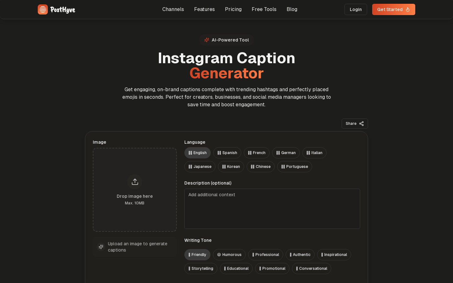 Show HN: I built AI Instagram Caption generator - Project Screenshot