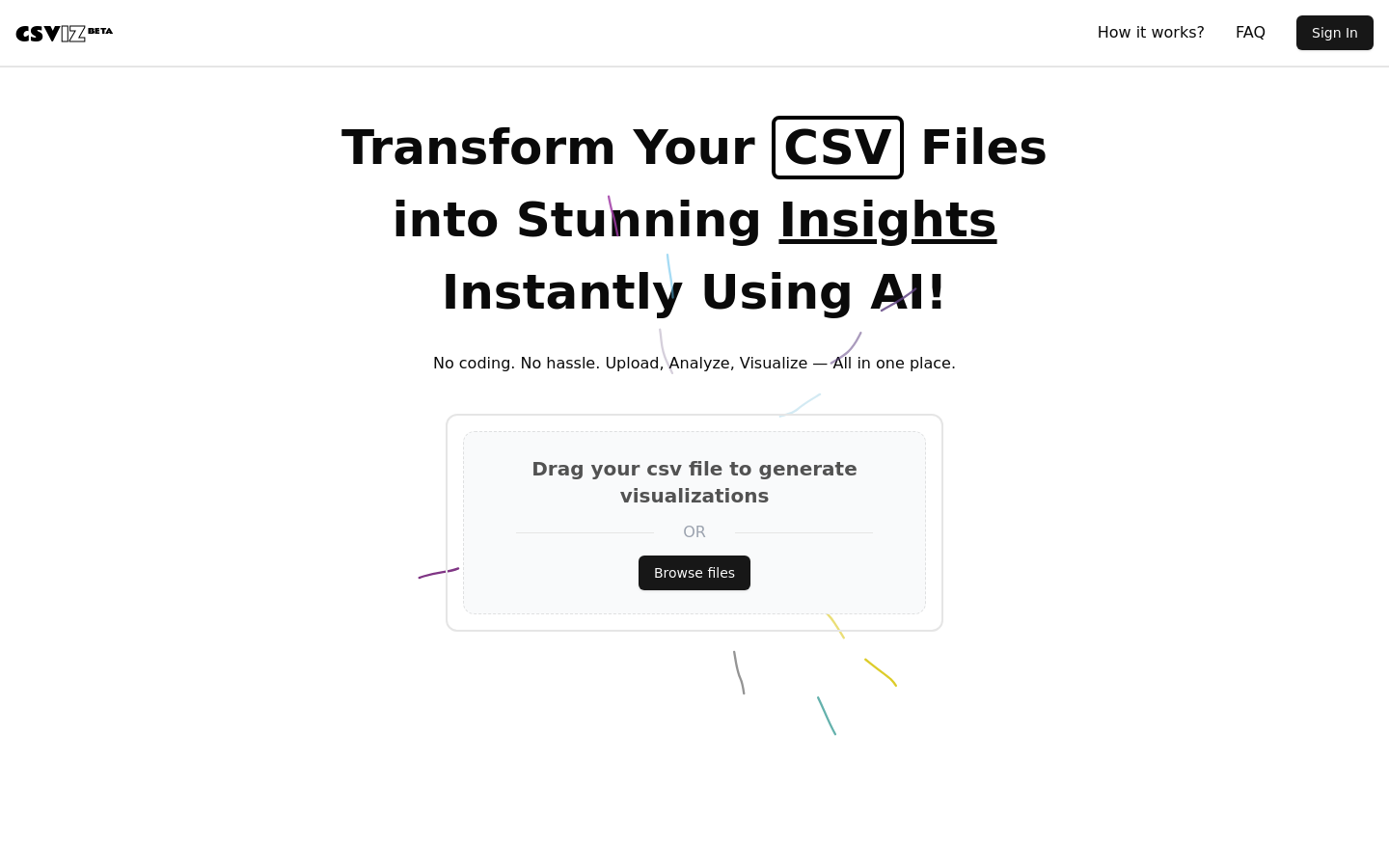 Show HN: I built CSVIZ to turn your CSV files into insights instantly with AI - Project Screenshot