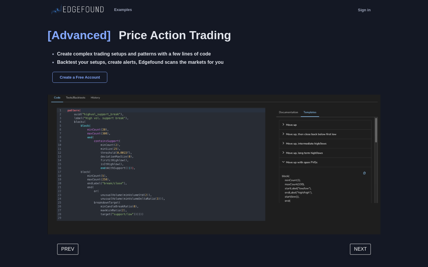 Show HN: Create complex trading setups in minutes - Project Screenshot