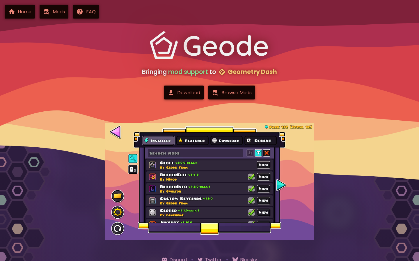 Show HN: Geode, open source modding framework and mod loader for Geometry Dash - Project Screenshot