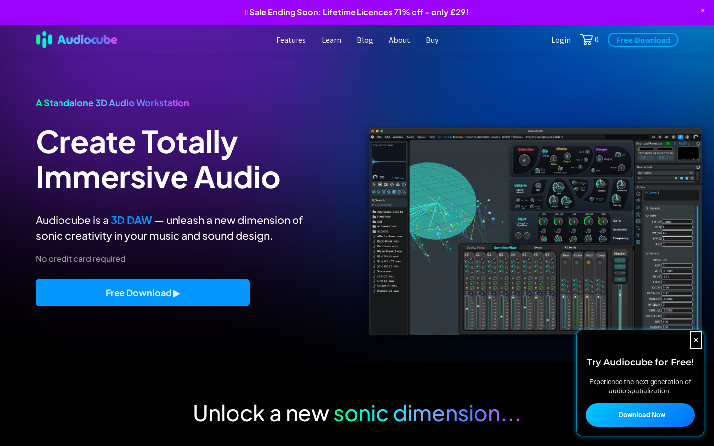 Show HN: Audiocube – 空間オーディオのための3D DAW - プロジェクトのスクリーンショット