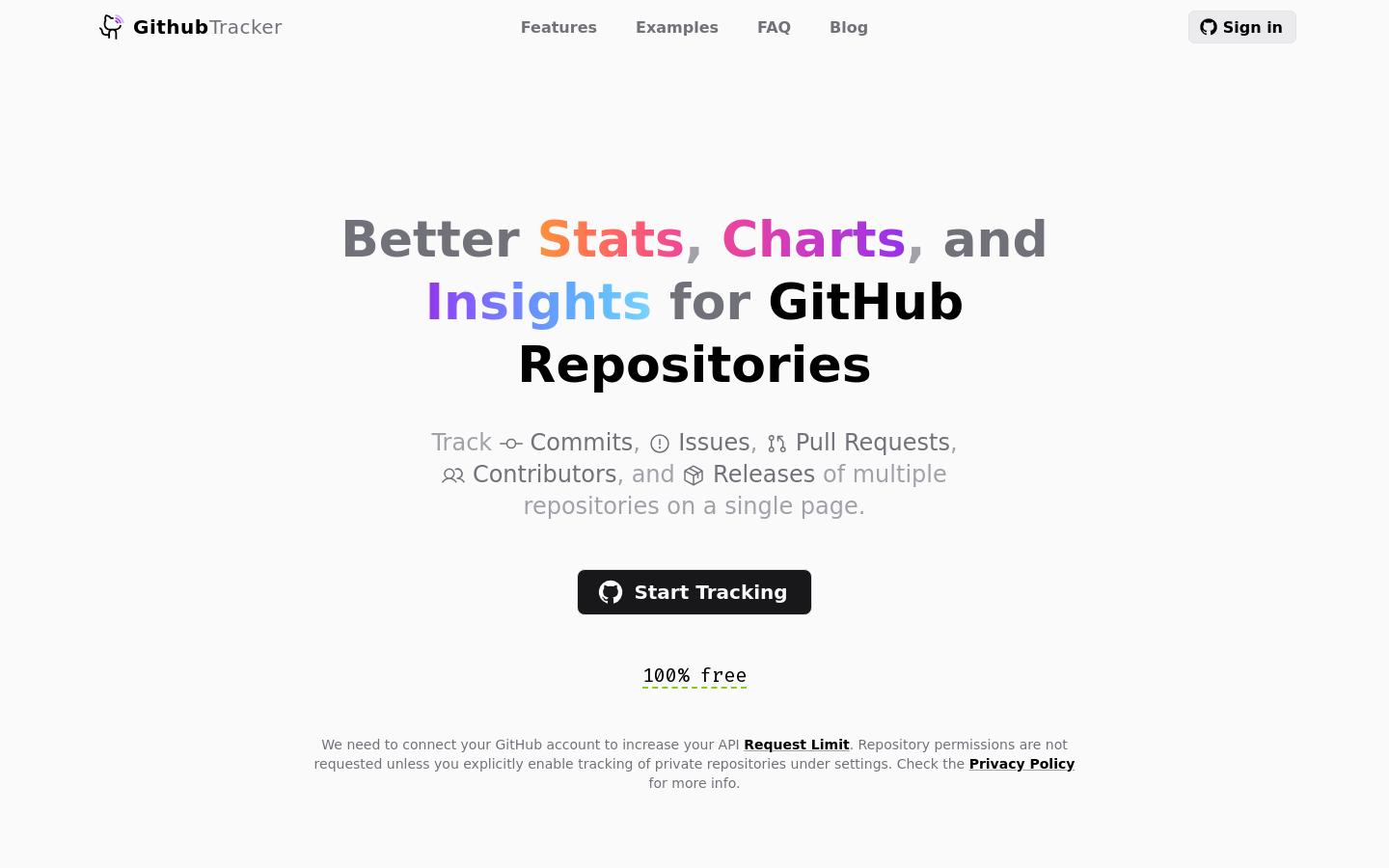 Show HN: GithubTracker – 更好的 GitHub 仓库分析工具 - 项目截图