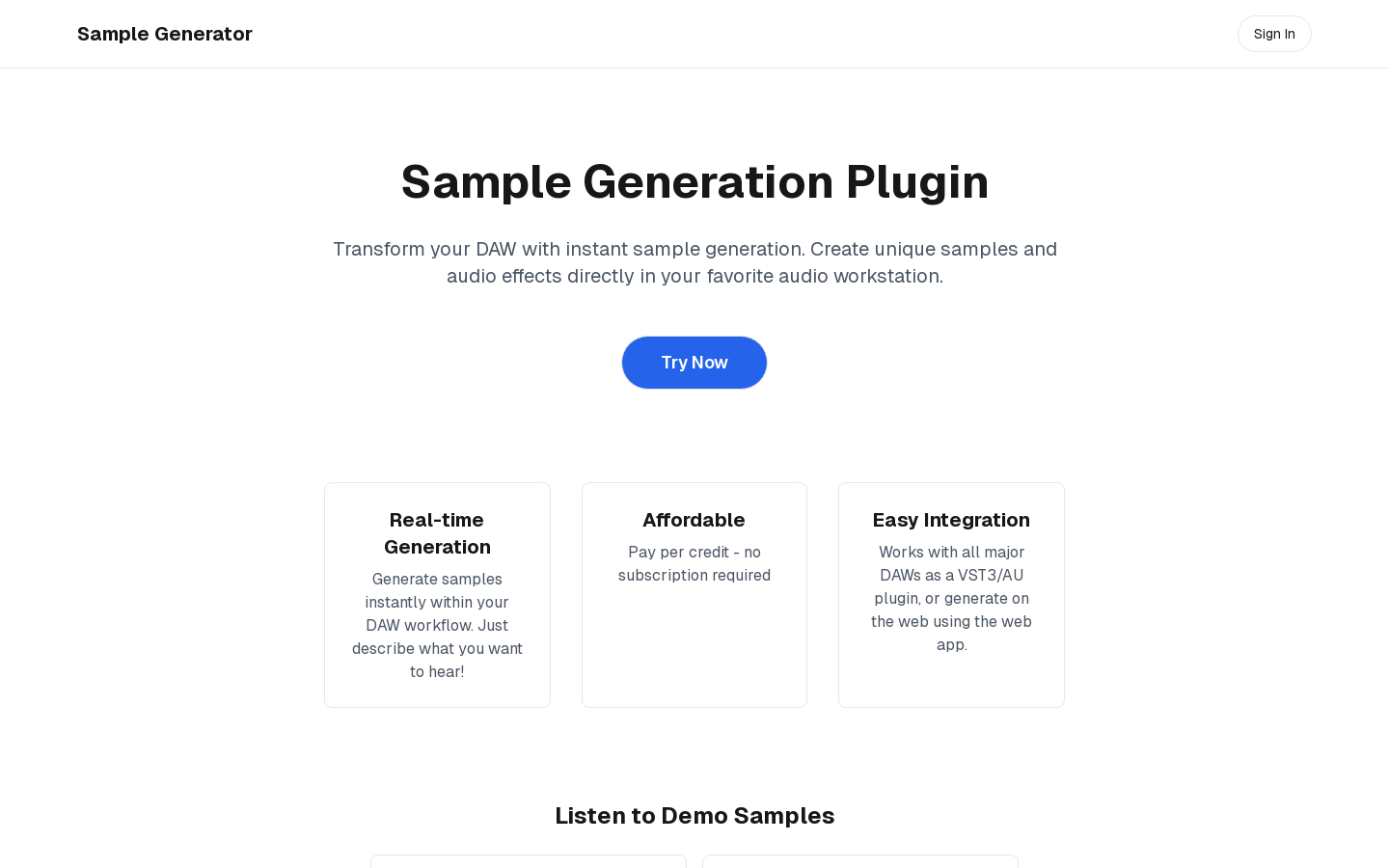 Show HN: AI-Powered Audio Sample Generator (VST/AU) - Project Screenshot