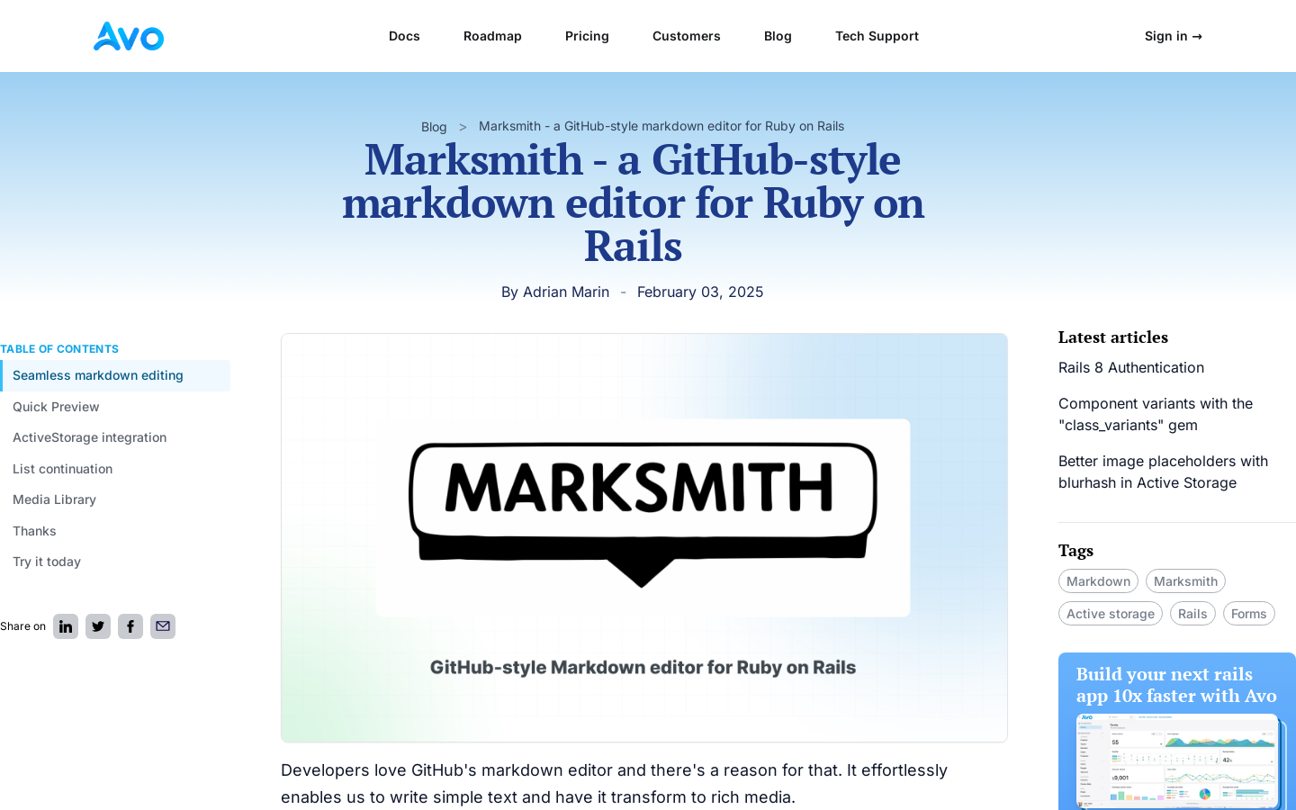 Show HN: Marksmith – a GitHub-style Markdown editor for Ruby on Rails - Project Screenshot