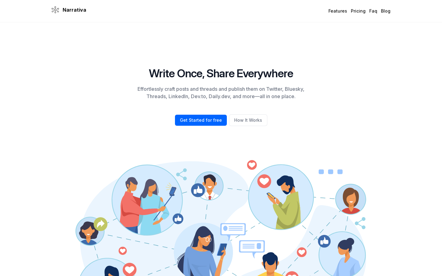 Show HN: Narrativa – A Simpler Way to Publish Across Social Platforms - Project Screenshot